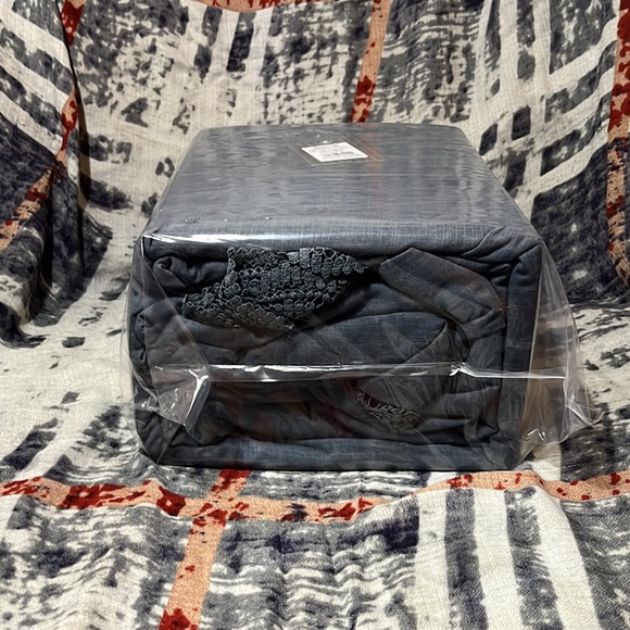 California King Lace Border Cotton Slub Duvet & Sham Set Slate Blue - Threshold - Picture 6 of 6